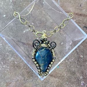 Silver Line Jasper Elegant Rustic Necklace